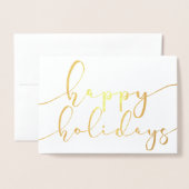 Happy Holidays Elegantes Script Holiday Foto Gold Folienkarte (Vorderseite mit Umschlag)