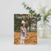 Happy Holidays Elegantes White Typografy Foto Postkarte (Stehend Vorderseite)
