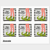 Happy Holidays Elf Legs  Quadratischer Aufkleber (Blatt)