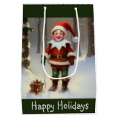 Happy Holidays Elf Mittlere Geschenktüte (Rückseite)