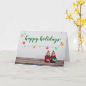 Happy Holidays Elves Karte (Gelbe Blume)