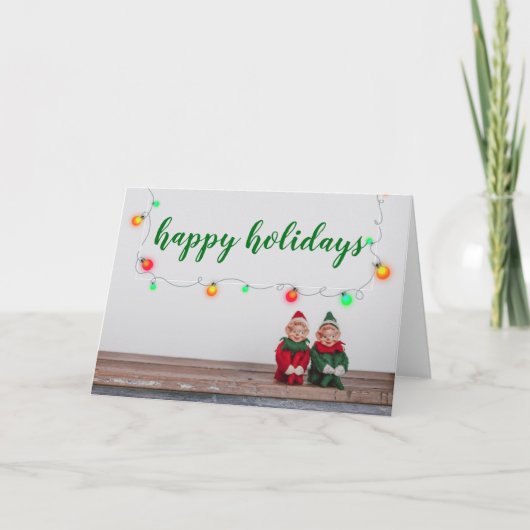 Happy Holidays Elves Karte (Vorderseite)