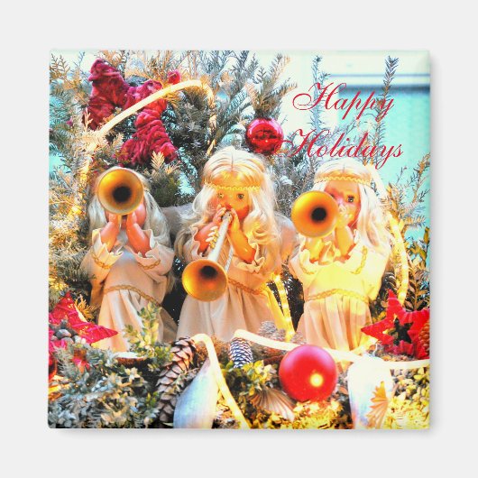 Happy Holidays Engel trompeln Magnet (Vorne)