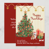 Happy Holidays English Bulldog Dog Tree präsentier (Vorne/Hinten)