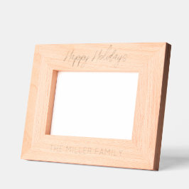 Happy Holidays Etched Wood FAMILY NAME Timeless Geätzte Rahmen