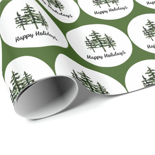 Happy Holidays Evergreen Trees Geschenkpapier (Rolleneckpunkt)