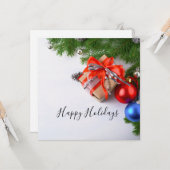 Happy Holidays Evergreen Weihnachtsschmuck Karte (Vorderseite/Rückseite Beispiel)