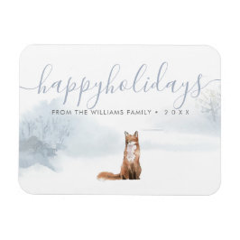 Happy Holidays Familie Name Weihnachten Winter Fox Magnet