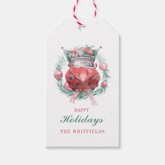 Happy Holidays Familie Weihnachten Modernes Skript Geschenkanhänger (Vorderseite)