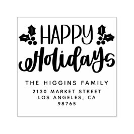 Happy Holidays Familienname Rücksendeadresse Permastempel