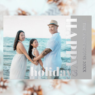 Happy Holidays Family Foto   Classic Light Gray Folien Feiertagskarte