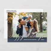 Happy Holidays Family Foto Elegantes Design Postkarte (Vorne/Hinten)