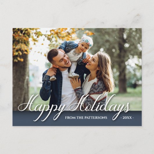 Happy Holidays Family Foto Elegantes Design Postkarte (Vorderseite)