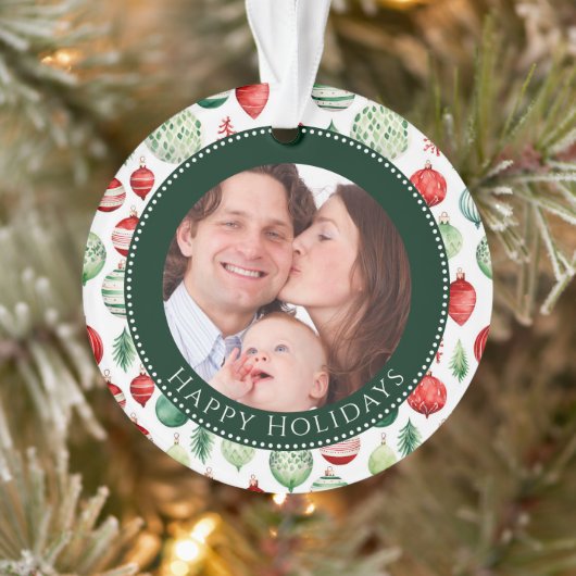 Happy Holidays Family Foto Keepake Ornament (Baum)
