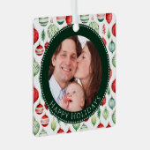 Happy Holidays Family Foto Keepake Ornament Aus Metall (Vorderseite Rechts)