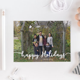 Happy Holidays Family Foto Letting Modern Chic Feiertagskarte