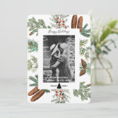 Happy Holidays Family Foto Pine Christmas Card (Stehend Vorderseite)