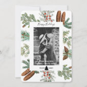 Happy Holidays Family Foto Pine Christmas Card (Vorderseite)