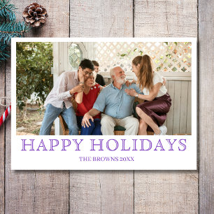 Happy Holidays Family Foto Simple Deep Amethyst Feiertagskarte