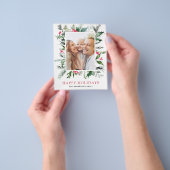 Happy Holidays Family Green Foto Card Flyer (Gruppe)
