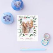 Happy Holidays Family Green Foto Card Flyer (Einzeln)