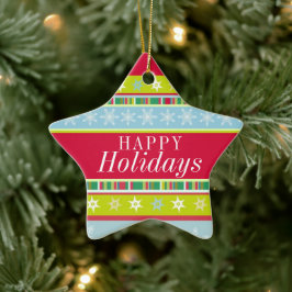 Happy Holidays farbenfroh fügen Sie Ihr Foto Ornam Keramik Ornament