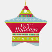 Happy Holidays farbenfroh fügen Sie Ihr Foto Ornam Keramik Ornament (Vorne)