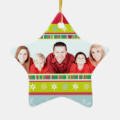 Happy Holidays farbenfroh fügen Sie Ihr Foto Ornam Keramik Ornament (Hinten)