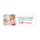 Happy Holidays farbenfrohe Foto Rücksendeadresse (Vorne)