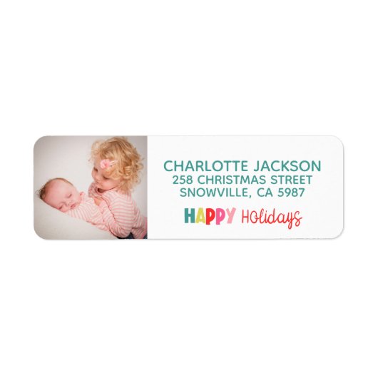 Happy Holidays farbenfrohe Foto Rücksendeadresse (Vorne)