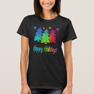 Happy Holidays farbenfrohe gesteinigte Glas Weihna T-Shirt