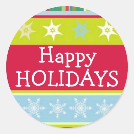 Happy Holidays farbenfrohe Weihnachtsaufkleber Runder Aufkleber (Vorderseite)