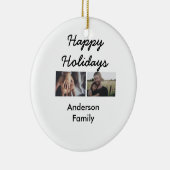 Happy holidays father son Christmas photo family n Keramik Ornament (Rechts)