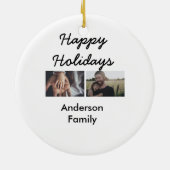Happy holidays father son Christmas photo family n Keramik Ornament (Hinten)