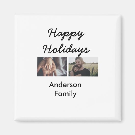 Happy holidays father son Christmas photo family n Magnet (Vorne)