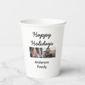 Happy holidays father son Christmas photo family n Pappbecher (Rückseite)