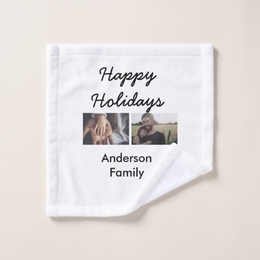 Happy holidays father son Christmas photo family n Waschlappen (Waschlappen)