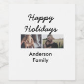 Happy holidays father son Christmas photo family n Weinetikett (Einzelnes Label)