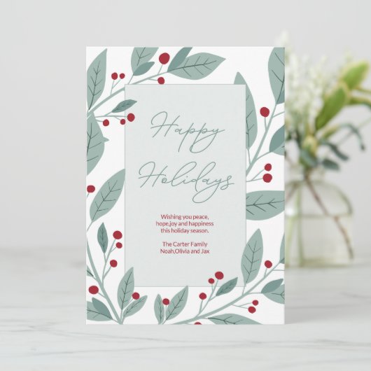 Happy Holidays Feiertagskarte (Stehend Vorderseite)