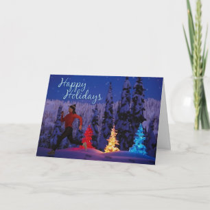 Happy Holidays - Female Runner Feiertagskarte