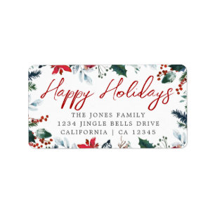 Happy Holidays Festival Return Address Label Adressaufkleber
