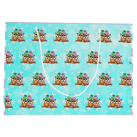 Happy Holidays, Festivals mit Schneeflocken Große Geschenktüte (Rückseite)