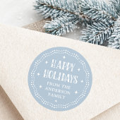Happy Holidays festive font dot border light blue Runder Aufkleber