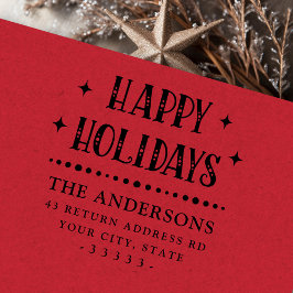 Happy Holidays festive font return address Gummistempel