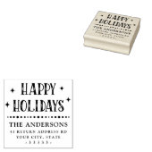 Happy Holidays festive font return address Gummistempel (Stempel)