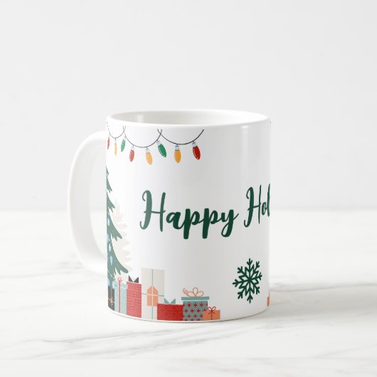 Happy Holidays Festive Mug Kaffeetasse (Vorderseite Links)