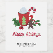 Happy Holidays Festive Niedliches Script Weinetikett (Einzelnes Label)