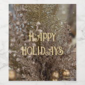 Happy Holidays Festive Silver Gold Elegante Weinetikett (Einzelnes Label)