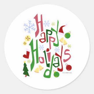 Happy Holidays Festive Style Runder Aufkleber