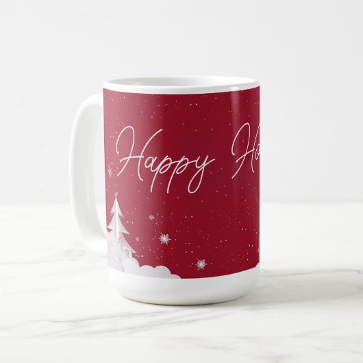 Happy Holidays – Festive Winter Ruby Red Mug Kaffeetasse (Vorderseite Links)